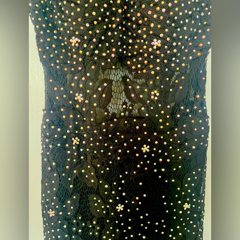 Jovani Rhinestone Gown, open low back, worn once, medium flowing train, like new - Picture 9 of 15